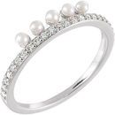 Sterling Silver Freshwater Pearl & 0.20 Carat Diamond Stackable Ring