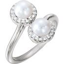 Sterling Silver Freshwater Pearl & 0.17 Carat Diamond Ring