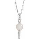 Real Cultured Freshwater Pearl Necklace in Sterling Silver Freshwater Cultured Pearl & 1/6 Carat Diamond 16-18