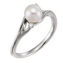 Sterling Silver Freshwater Pearl & .03 Carat Diamond Bypass Ring