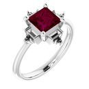 Red Garnet Ring in Sterling Silver Garnet & 1/5 Carat Diamond Geometric Ring