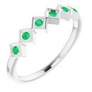 Sterling Silver Grown Emerald Stackable Ring