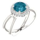 Buy Sterling Silver London Blue Topaz & 0.10 Carat Diamond Halo-Style Ring