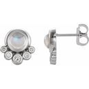 Moonstone Earrings in Sterling Silver Moonstone & 1/8 Carat Diamond Earrings