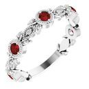 Red Garnet Ring in Sterling Silver Mozambique Garnet & .03 Carat Diamond Leaf Ring