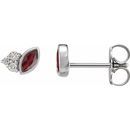 Red Garnet Earrings in Sterling Silver Mozambique Garnet & .05 Carat Diamond Earrings