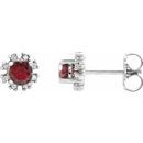 Red Garnet Earrings in Sterling Silver Mozambique Garnet & .07 Carat Diamond Earrings