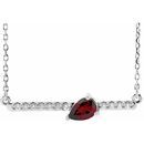 Red Garnet Necklace in Sterling Silver Mozambique Garnet & 1/10 Carat Diamond 16