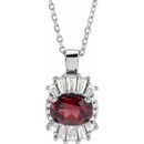 Red Garnet Necklace in Sterling Silver Mozambique Garnet & 1/3 Carat Diamond 16-18