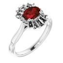 Red Garnet Ring in Sterling Silver Mozambique Garnet & 1/4 Carat Diamond Ring