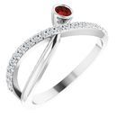 Red Garnet Ring in Sterling Silver Mozambique Garnet & 1/5 Carat Diamond Ring