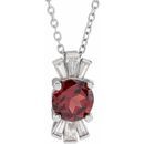 Red Garnet Necklace in Sterling Silver Mozambique Garnet & 1/6 Carat Diamond 16-18