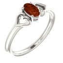 Sterling Silver Mozambique Garnet Youth Heart Ring