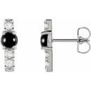 Black Black Onyx Earrings in Sterling Silver Onyx & 1/5 Carat Diamond Bar Earrings
