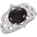 Sterling Silver Onyx Granulated Design Ring