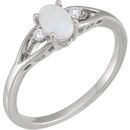 Sterling Silver Opal & .04 Carat Diamond Ring