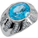 Great Gift in Sterling Silver Oval Swiss Blue Topaz & Aquamarine Ring