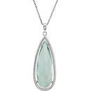 Sterling Silver Pear Shaped Green Quartz Rope-Styled 18