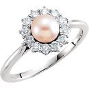 Sterling Silver Pearl & 3/8 Carat TW Diamond Ring