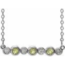 Genuine Peridot Necklace in Sterling Silver Peridot & .08 Carat Diamond Bezel-Set Bar 16-18