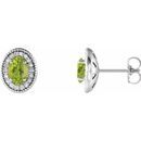 Genuine Peridot Earrings in Sterling Silver Peridot & 1/5 Carat Diamond Halo-Style Earrings