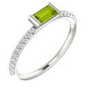 Sterling Silver Peridot & 0.17 Carat Diamond Stackable Ring