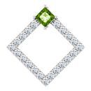 Natural Peridot Pendant in Sterling Silver Peridot & 3/8 Carat Diamond Pendant