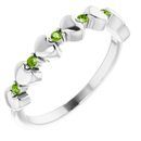 Sterling Silver Peridot Stackable Heart Ring