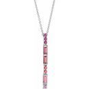 Multi-Gemstone Necklace in Sterling Silver Pink Multi-Gemstone Bar 16-18