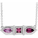Multi-Gemstone Necklace in Sterling Silver Pink Multi-Gemstone Geometric Bar 16