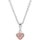 Sterling Silver Pink Sapphire Heart 14-16