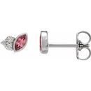 Pink Tourmaline Earrings in Sterling Silver Pink Tourmaline & .05 Carat Diamond Earrings