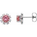 Pink Tourmaline Earrings in Sterling Silver Pink Tourmaline & .07 Carat Diamond Earrings