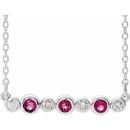 Pink Tourmaline Necklace in Sterling Silver Pink Tourmaline & .08 Carat Diamond Bezel-Set Bar 16-18