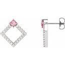 Pink Tourmaline Earrings in Sterling Silver Pink Tourmaline & 1/3 Carat Diamond Earrings