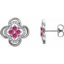 Pink Tourmaline Earrings in Sterling Silver Pink Tourmaline & 1/5 Carat Diamond Clover Earrings