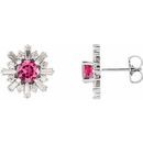 Pink Tourmaline Earrings in Sterling Silver Pink Tourmaline & 3/4 Carat Diamond Earrings