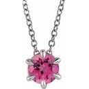 Pink Tourmaline Necklace in Sterling Silver Pink Tourmaline Solitaire 16-18