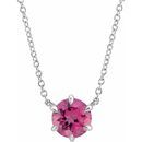 Pink Tourmaline Necklace in Sterling Silver Pink Tourmaline Solitaire 16