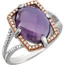 Chic 14 Karat Rose Gold Gold-Plated Sterling Silver Amethyst & 0.20 Carat Total Weight Diamond Ring Size 7