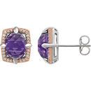 Must See 14 Karat Rose Gold Gold-Plated Sterling Silver Amethyst & 0.17 Carat Total Weight Diamond Earrings