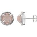 Eye Catchy 14 Karat Rose Gold Gold-Plated Sterling Silver Rose Quartz & 0.12 Carat Total Weight Diamond Earrings