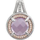 Great Deal in Sterling Silver Rose Gold Plated Rose Quartz & 0.12 Carat Total Weight Diamond Pendant