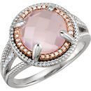 Contemporary Sterling Silver Rose Gold Plated Rose Quartz & 0.12 Carat Total Weight Diamond Ring