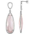 Buy Sterling Silver Rose Quartz & 0.75 Carat Diamond Earrings