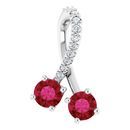 Natural Ruby Pendant in Sterling Silver Ruby & .05 Carat Diamond Pendant