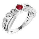 Genuine Ruby Ring in Sterling Silver Ruby & .05 Carat Diamond Ring