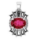 Natural Ruby Pendant in Sterling Silver Ruby & 1/3 Carat Diamond Pendant