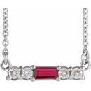Genuine Ruby Necklace in Sterling Silver Ruby & 1/5 Carat Diamond 16