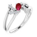 Genuine Ruby Ring in Sterling Silver Ruby & 1/8 Carat Diamond Bypass Ring